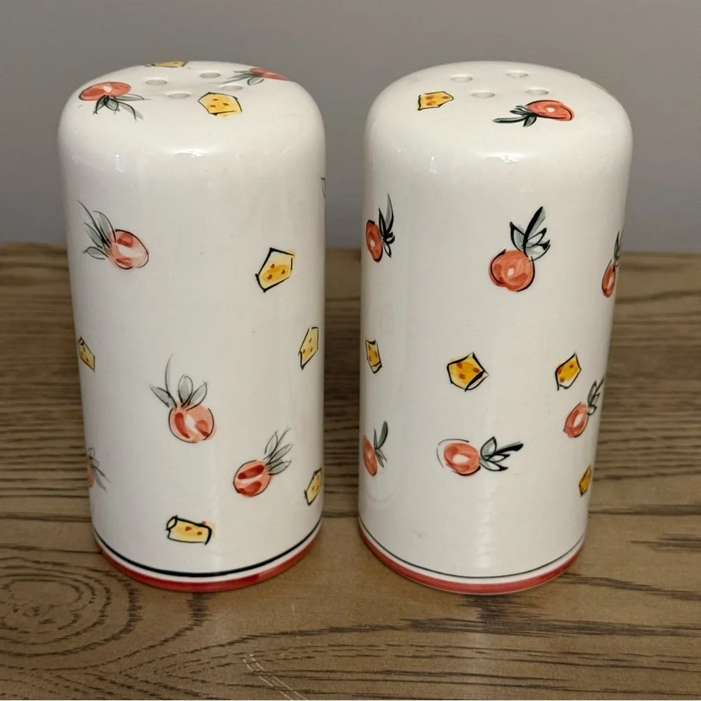 Vintage Ceramic Classic Parmesan Cheese & Hot Pepper Flake Shaker Jars